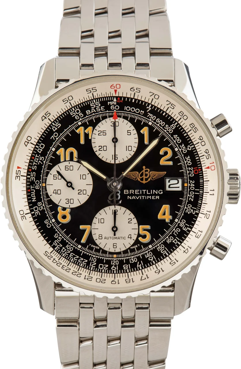 Breitling Ref. A13022, large self-winding, chronograph, minute and hour counters, date; “Navitimer”; stainless steel 41 mm kol saati