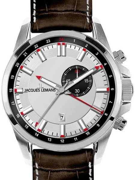Jacques Lemans Liverpool Quartz GMT Watch with Alarm Funciton #1-1653B 44 mm kol saati