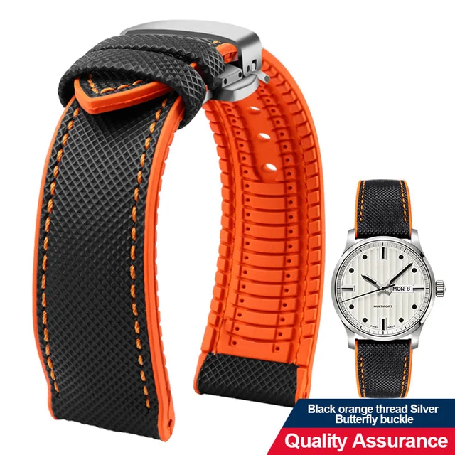 Heimdallr Waterproof Nylon Rubber Watch Bands 8006-黑红-20-银针-35 kol saati