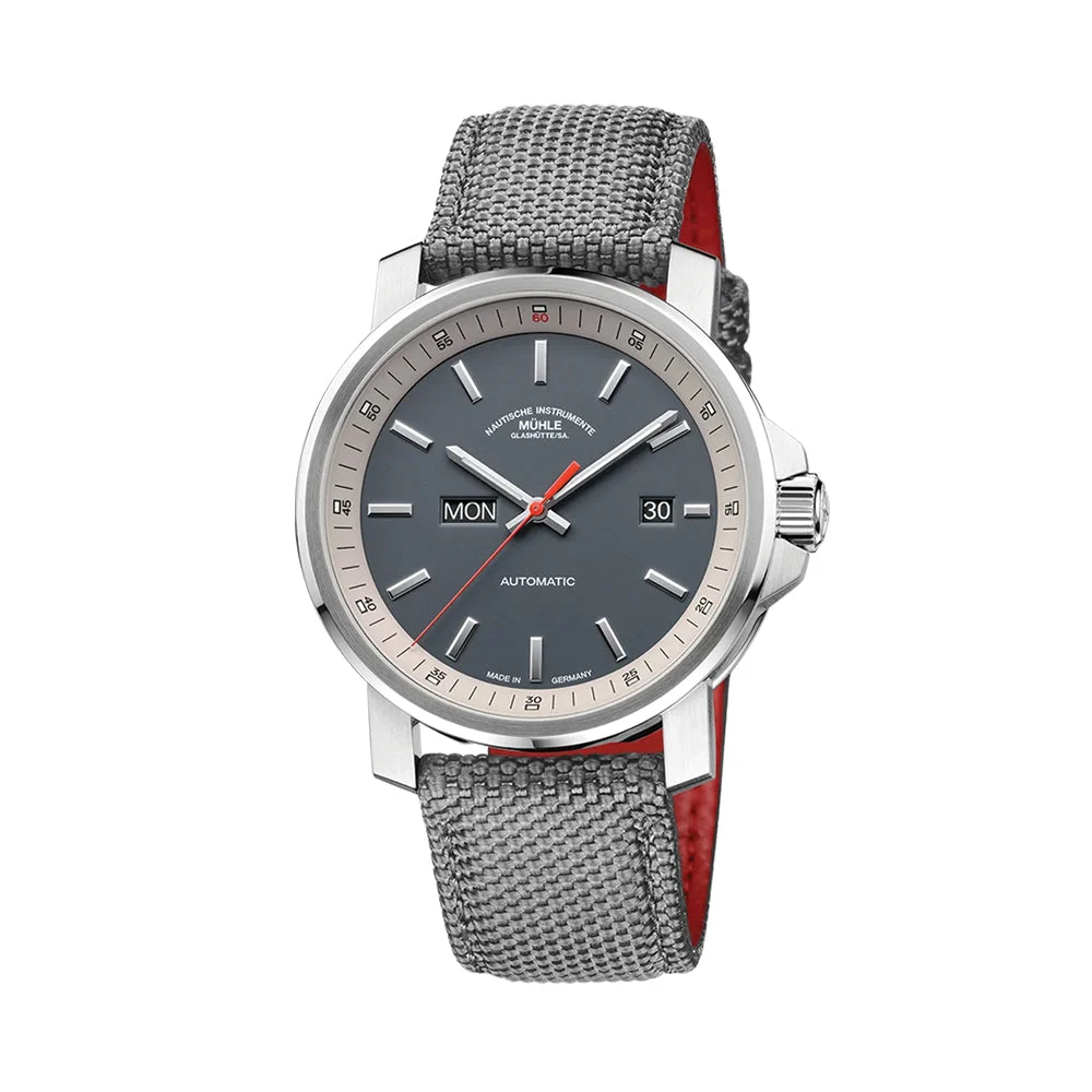 Muhle Glashutte Big Day-Date Automatic 42.4mm - Grey on Grey Canvas Strap M1-25-34-CB 42.4 mm kol saati