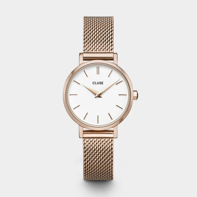 CLUSE Boho Chic Petite Watch Mesh, White, Rose Gold Colour CW0101211003 kol saati