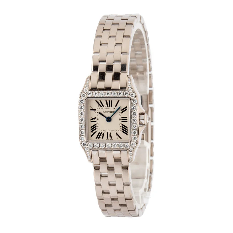 Cartier Santos Demoiselle WF9003Y8 18k White Gold kol saati