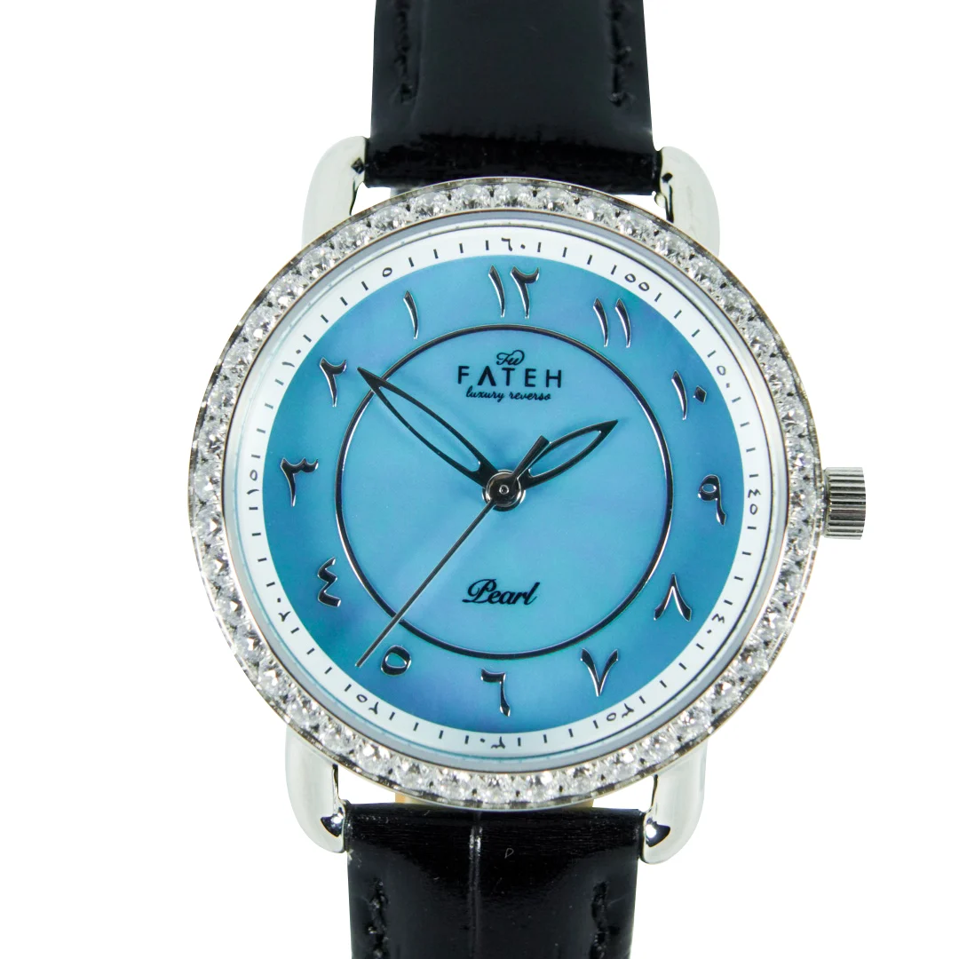 Fatehwatches Pearl Silver Light Blue 38 mm kol saati