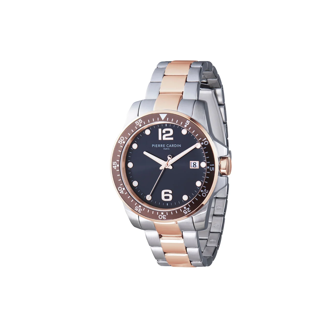 NATION Éclat Two Tone Steel and Rose Gold Watch with Black Dial CNI.0033 40 mm kol saati