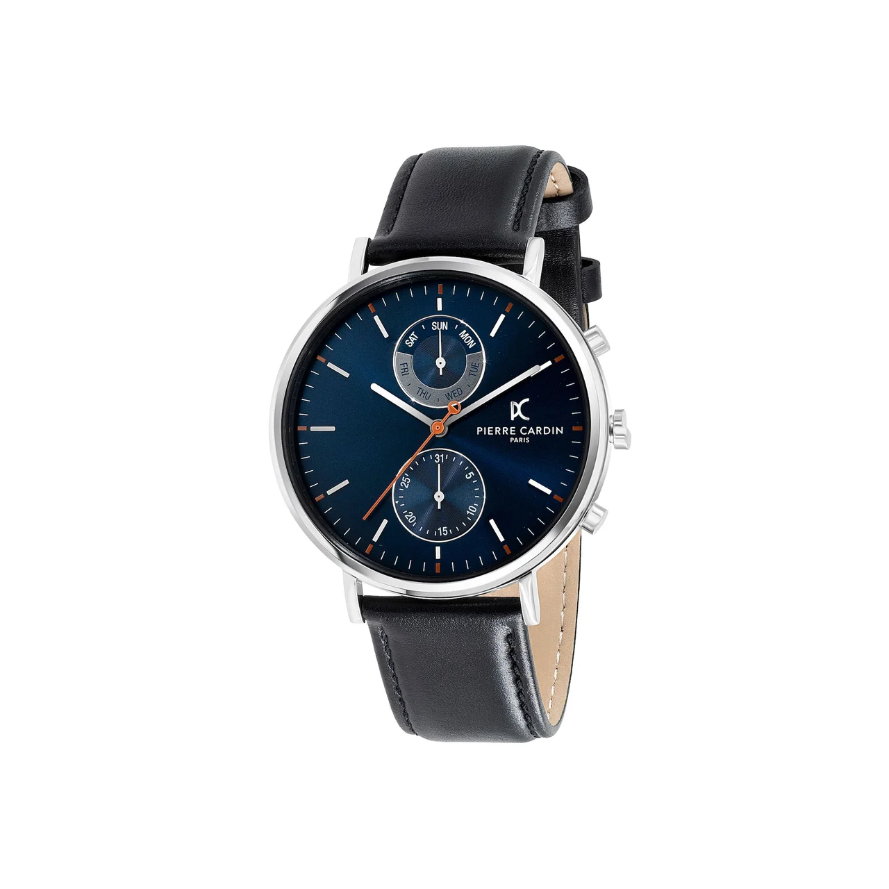 BONNE NOUVELLE MENS Bonne Nouvelle Multifunction with Blue Dial and Black Leather Strap CBN.3065 42 mm kol saati