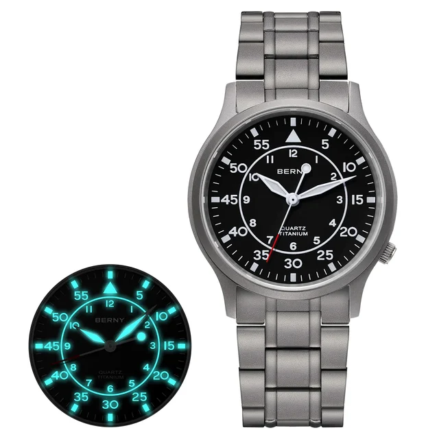 BERNY Men Quartz Titanium Field Watch-T2566MS T2566MS-A kol saati