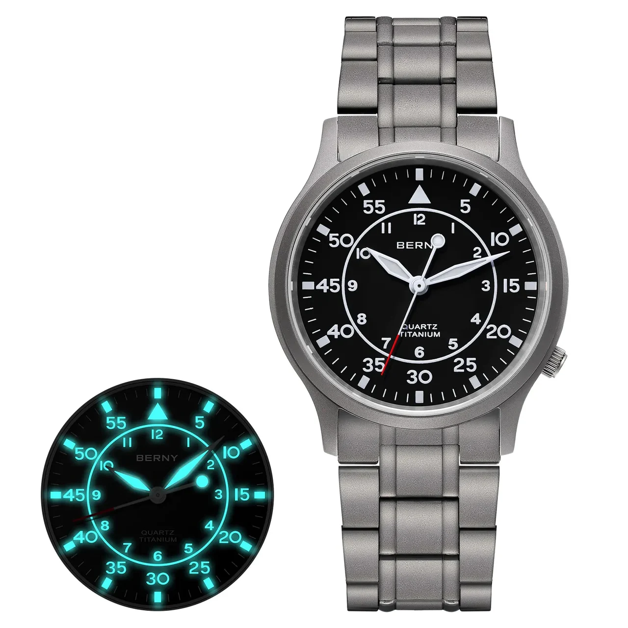 BERNY Men Quartz Titanium Field Watch-T2566MS T2566MS-A kol saati