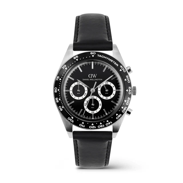 DANIEL WELLINGTON Iconic Tachymeter Sheffield Black Silver DW00100950 kol saati