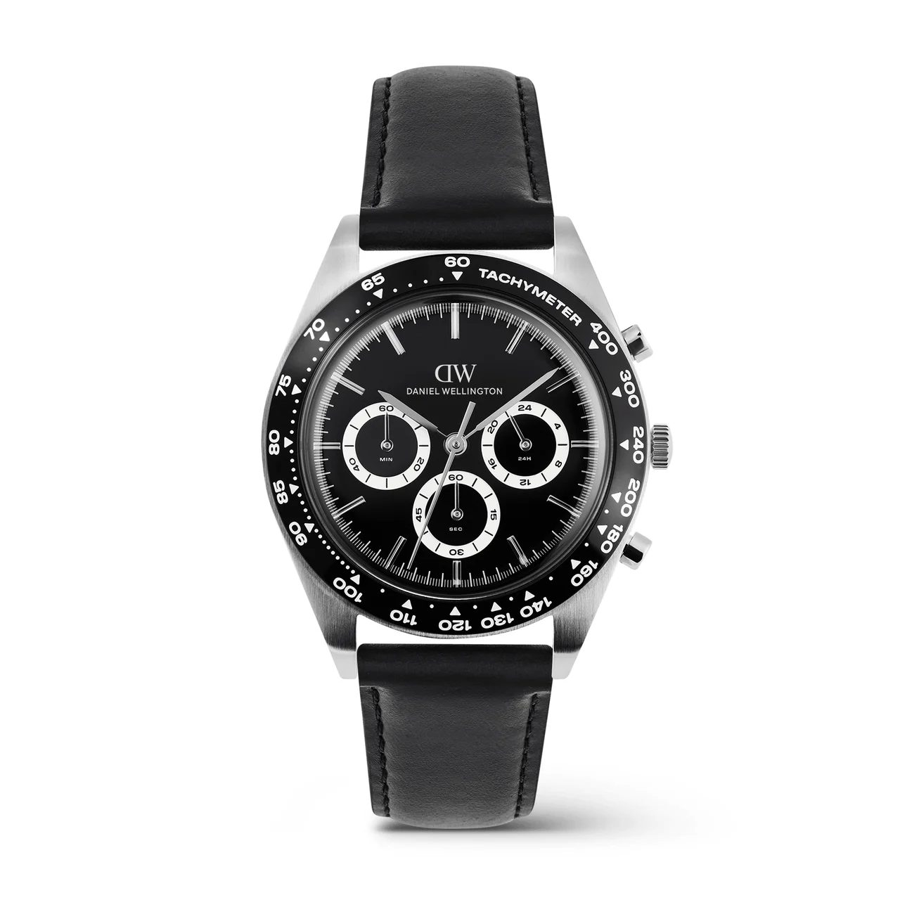 DANIEL WELLINGTON Iconic Tachymeter Sheffield Black Silver DW00100950 42 mm kol saati