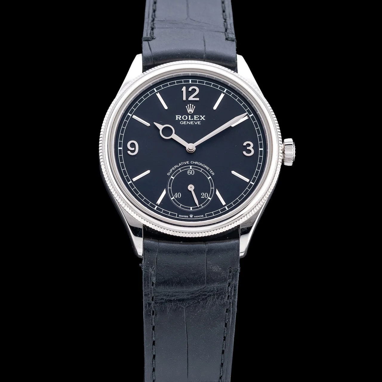 Rolex Pertetual 1908 18K White Gold Black Dial 210009N32332 39 mm kol saati
