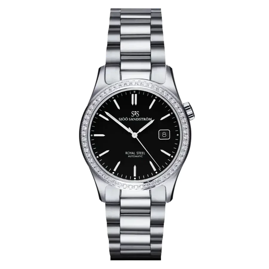 Sjöö Sandström Royal Steel Classic SS-1836-1-Black-Diamond 36 mm kol saati