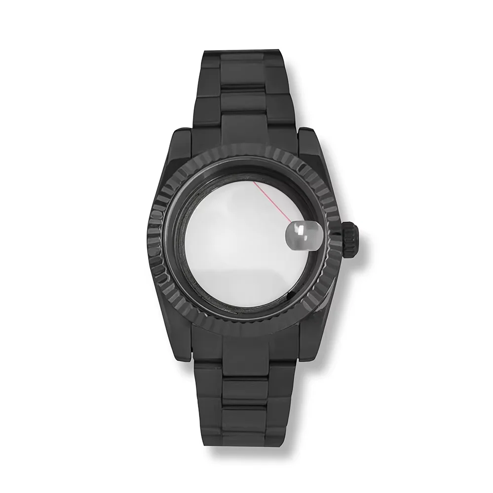 Tandorio Watches PVD Black Datejust Watch Case 36mm 39mm 316L Stainless Steel fluted Case Sapphire NH35/36/ETA2824 PT5000 Miyota 8215 8285 Day-Date Case c11 39 mm kol saati