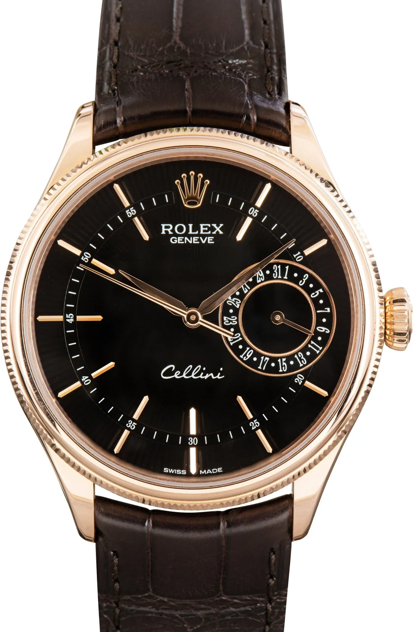 Rolex Cellini 50515 Black Guilloche Dial kol saati