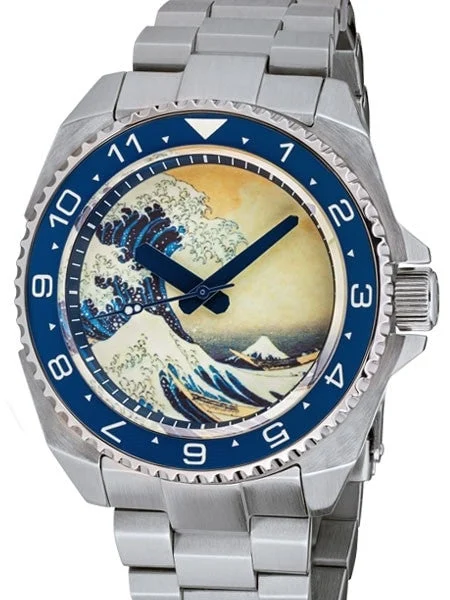 Islander Luminous Wave Dial Automatic Dive Watch with AR Double-Dome Sapphire Crystal, and Luminous Ceramic Bezel Insert #ISL-62 48 mm kol saati