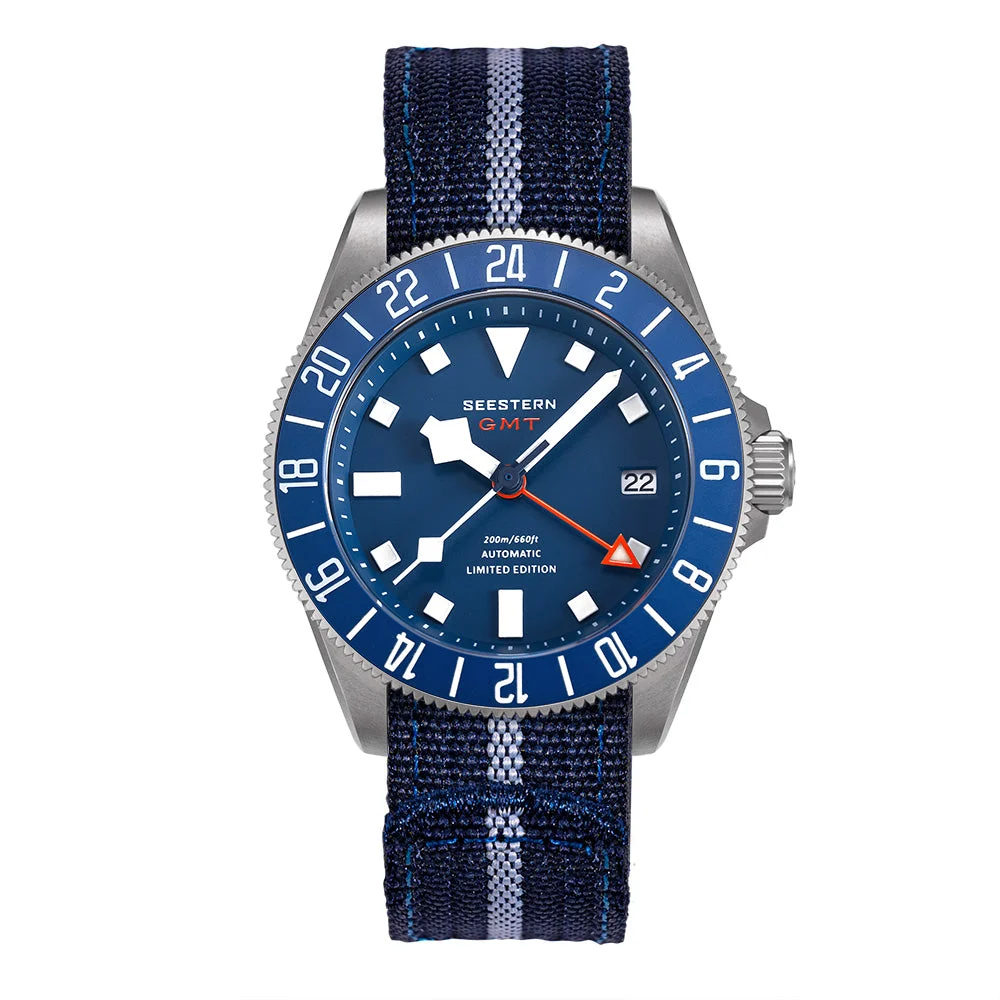 Sugess Seestern S462 Titanium Professional GMT Diver Blue Dial Blue 40 mm kol saati