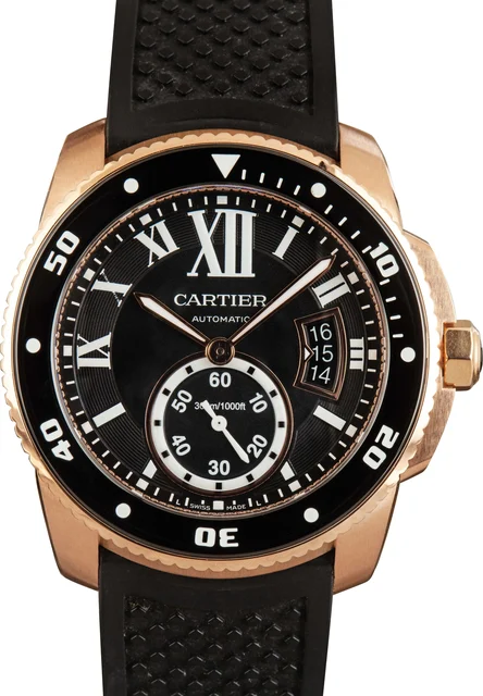 Cartier Calibre De 18k Rose Gold W7100052 kol saati