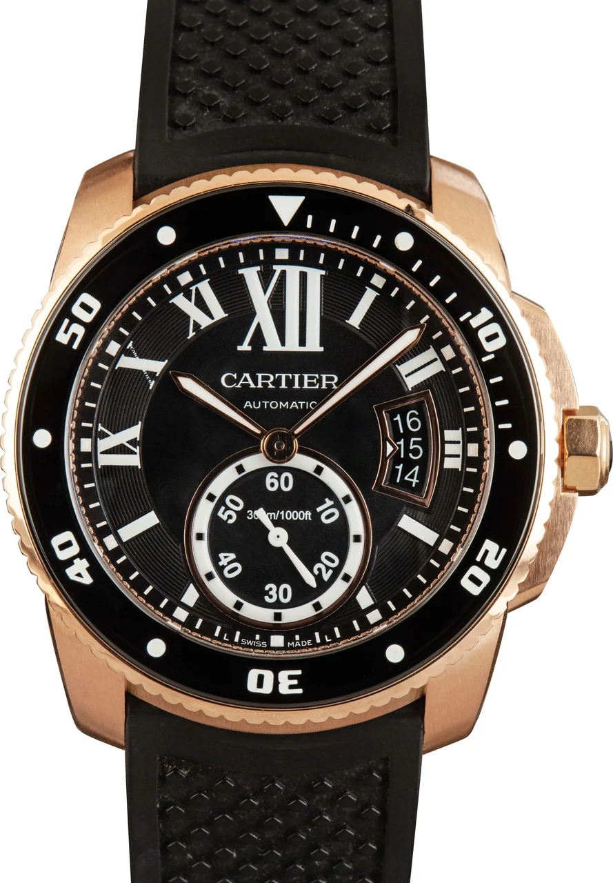 Cartier Calibre De 18k Rose Gold W7100052 kol saati