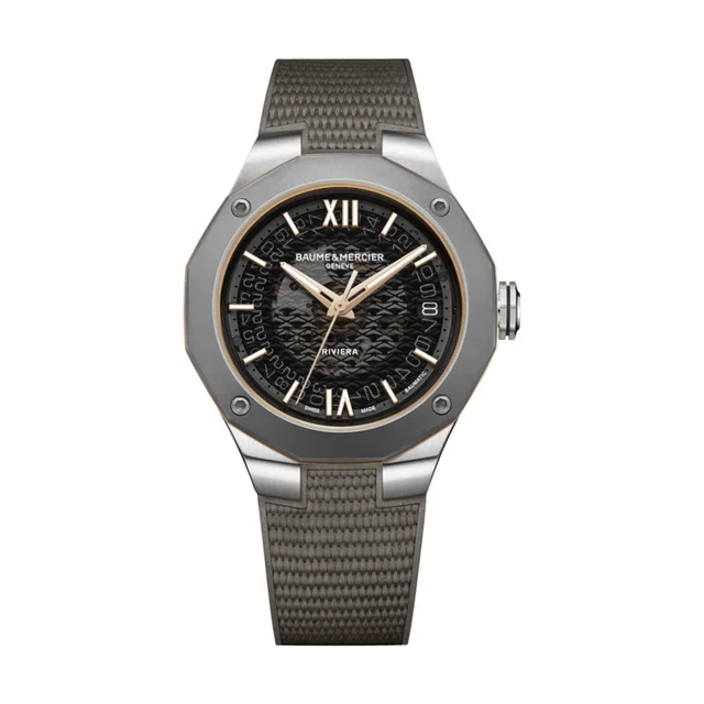 Baume Et Mercier Riviera 10720 Titanium Automatic Date 39mm - Grey on Rubber Strap M0A1072