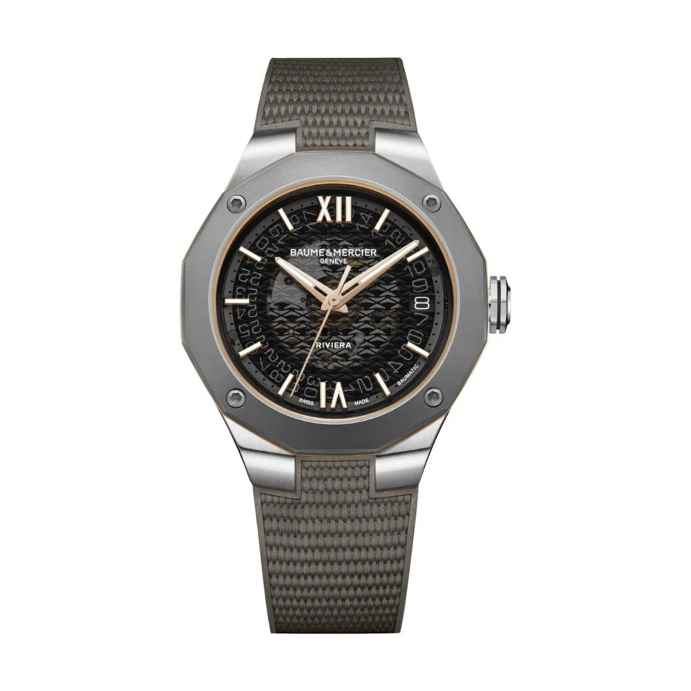 Baume Et Mercier Riviera 10720 Titanium Automatic Date 39mm - Grey on Rubber Strap M0A10720 39 mm kol saati