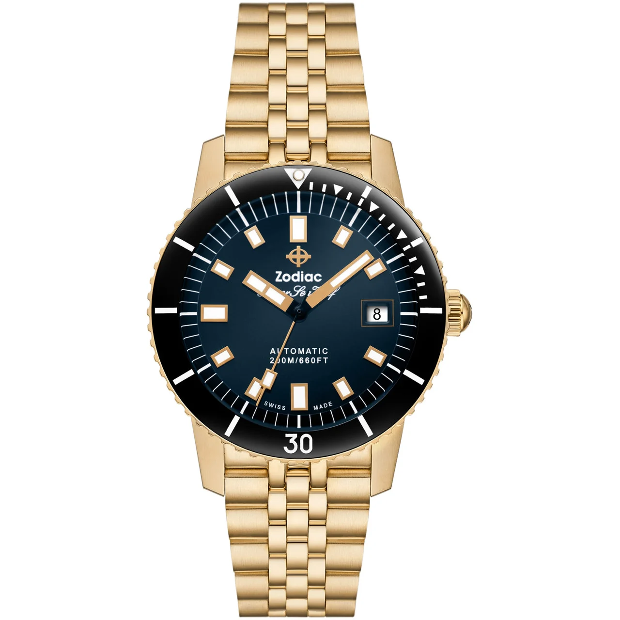 Zodiac Super Sea Wolf Compression Diver Blue Dial 40mm ZO9308 40 mm kol saati