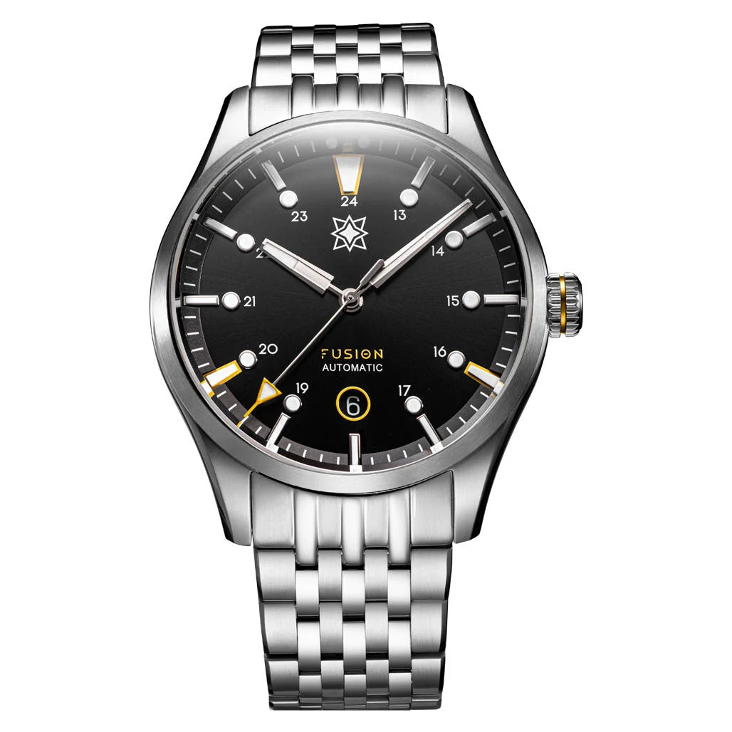 Second Hour Fusion Mk1 Watch with Black Dial #SEC-HOU-19 47 mm kol saati