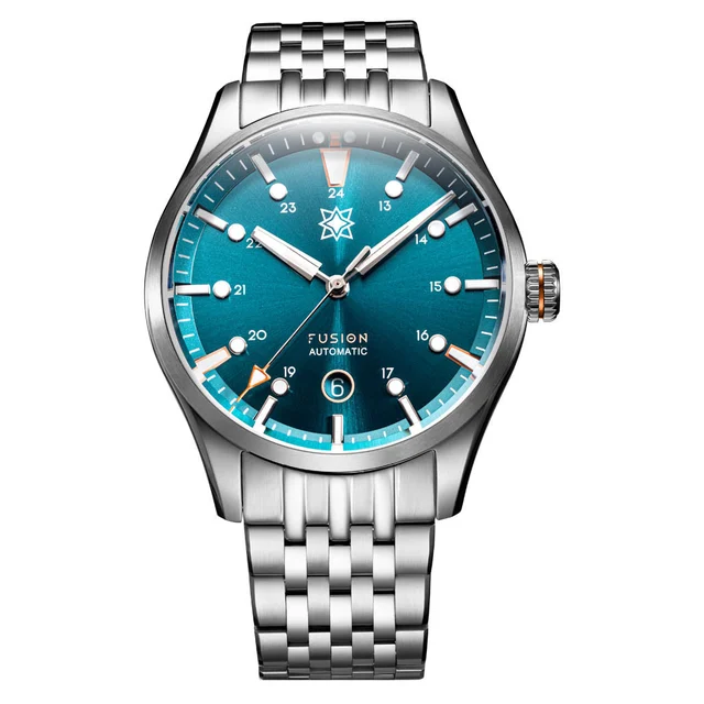 Second Hour Fusion Mk1 Watch with Petrol Dial #SEC-HOU-22 kol saati