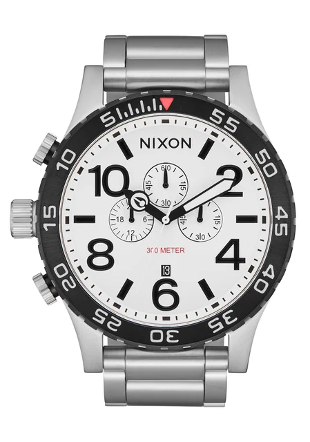 Nixon US Chrono - Silver / White Lume A1389-5371-00 kol saati