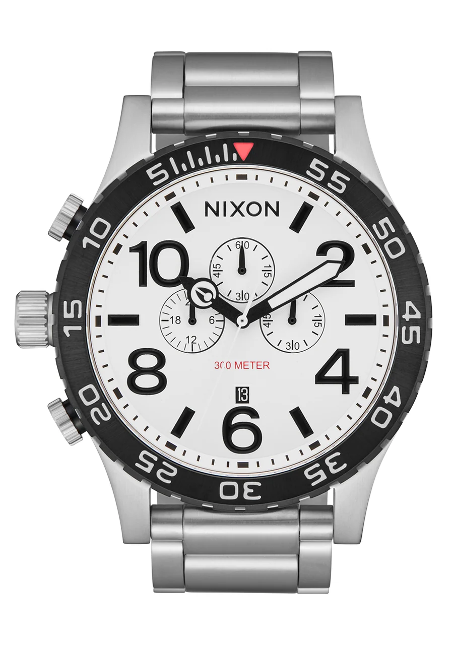 Nixon US Chrono - Silver / White Lume A1389-5371-00 51 mm kol saati