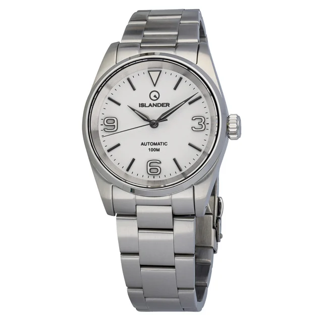 Islander Manhasset 36mm Automatic Watch with Pure White Dial #ISL-287 kol saati