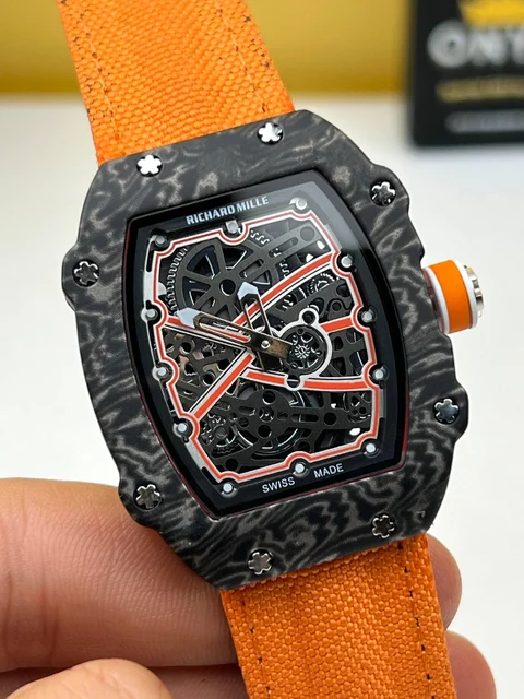 Richard Mille Black in Orange Strap Skeletonized Di Richard Mille RM 67-02 Black in Orange