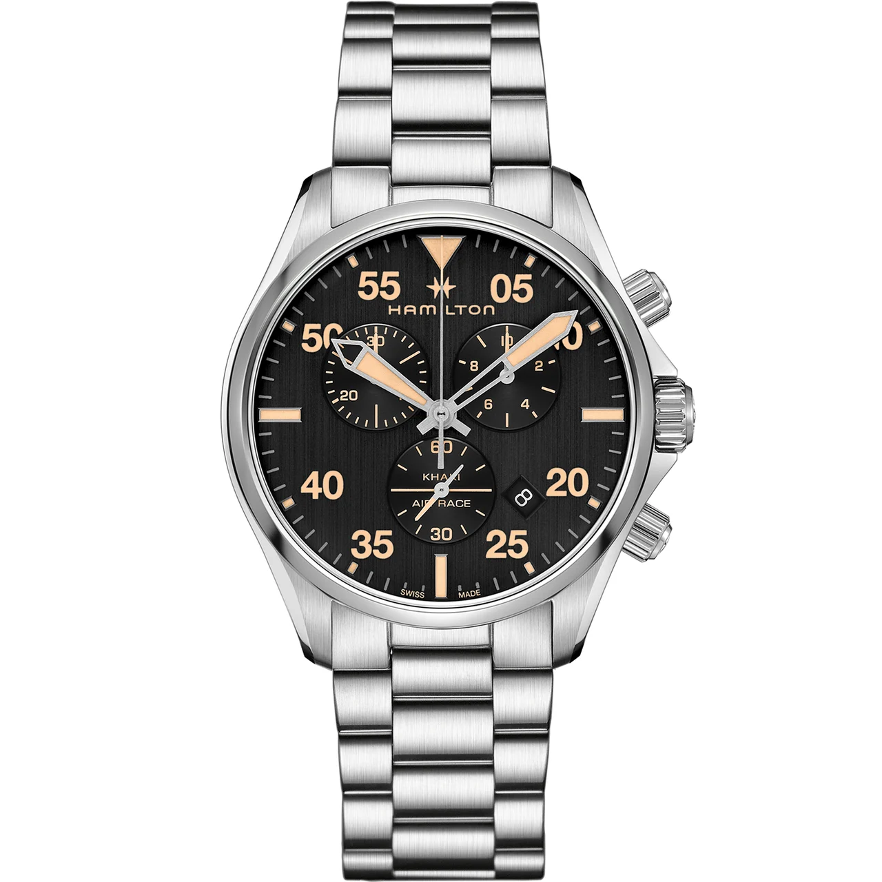 Hamilton Khaki Aviation Khaki Pilot Chrono Quartz H76722131 44 mm kol saati