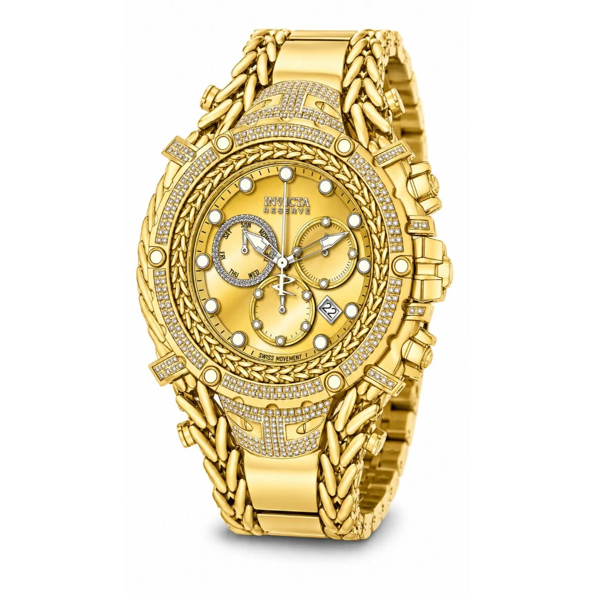Invicta Gladiator 1.75 Carat Diamond Swiss Ronda Z60 Caliber Watch - 58mm. Gold (50513) kol saati