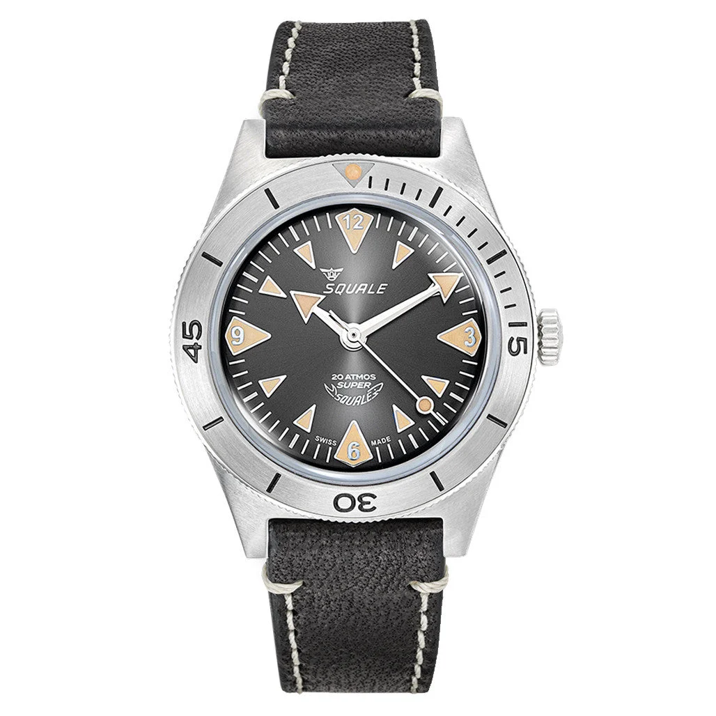 Squale "Super- " Big Arrows Skin Diver with Radiant Black Dial #SUPERSSABK.PN 45 mm kol saati