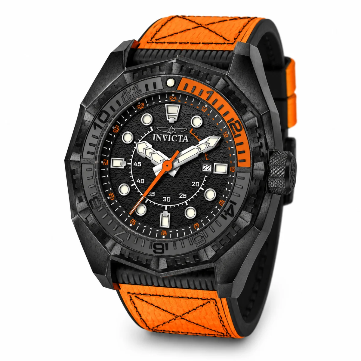 Invicta Akula Vectara Watch - 55mm. Orange. Black (50038) kol saati