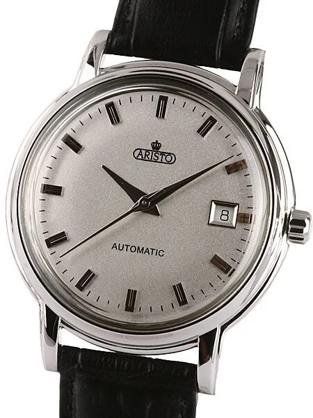 Aristo Classic Silver AristoCrat Swiss ETA Automatic Dress Watch 4H101S kol saati