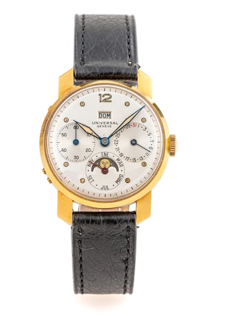 Universal UNIVERSAL, REF. 11304, TRIPLE DATE MOONPHASE, YELLOW GOLD kol saati