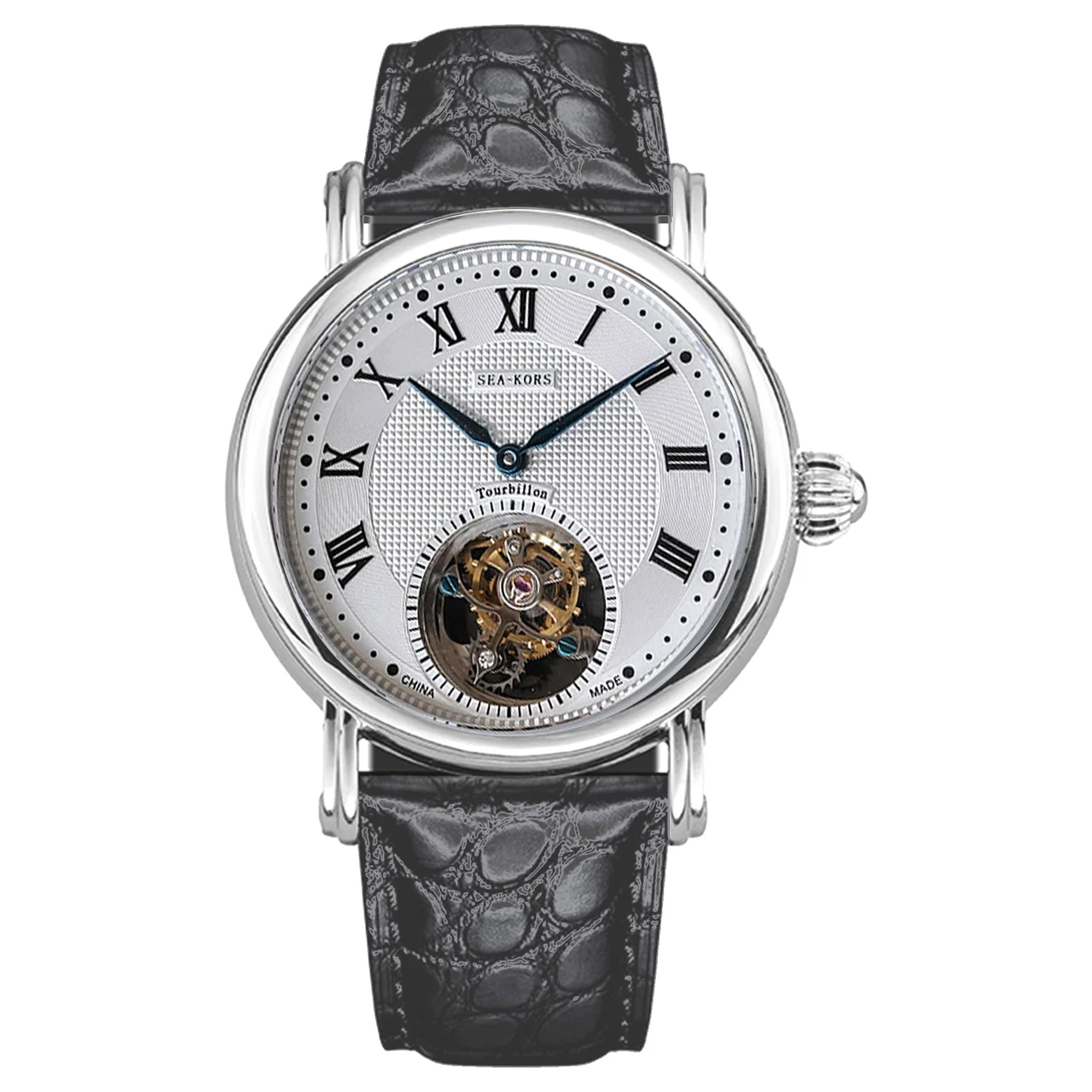 Sugess Sugess 386-海鸥8000-黑羅馬 40 mm kol saati