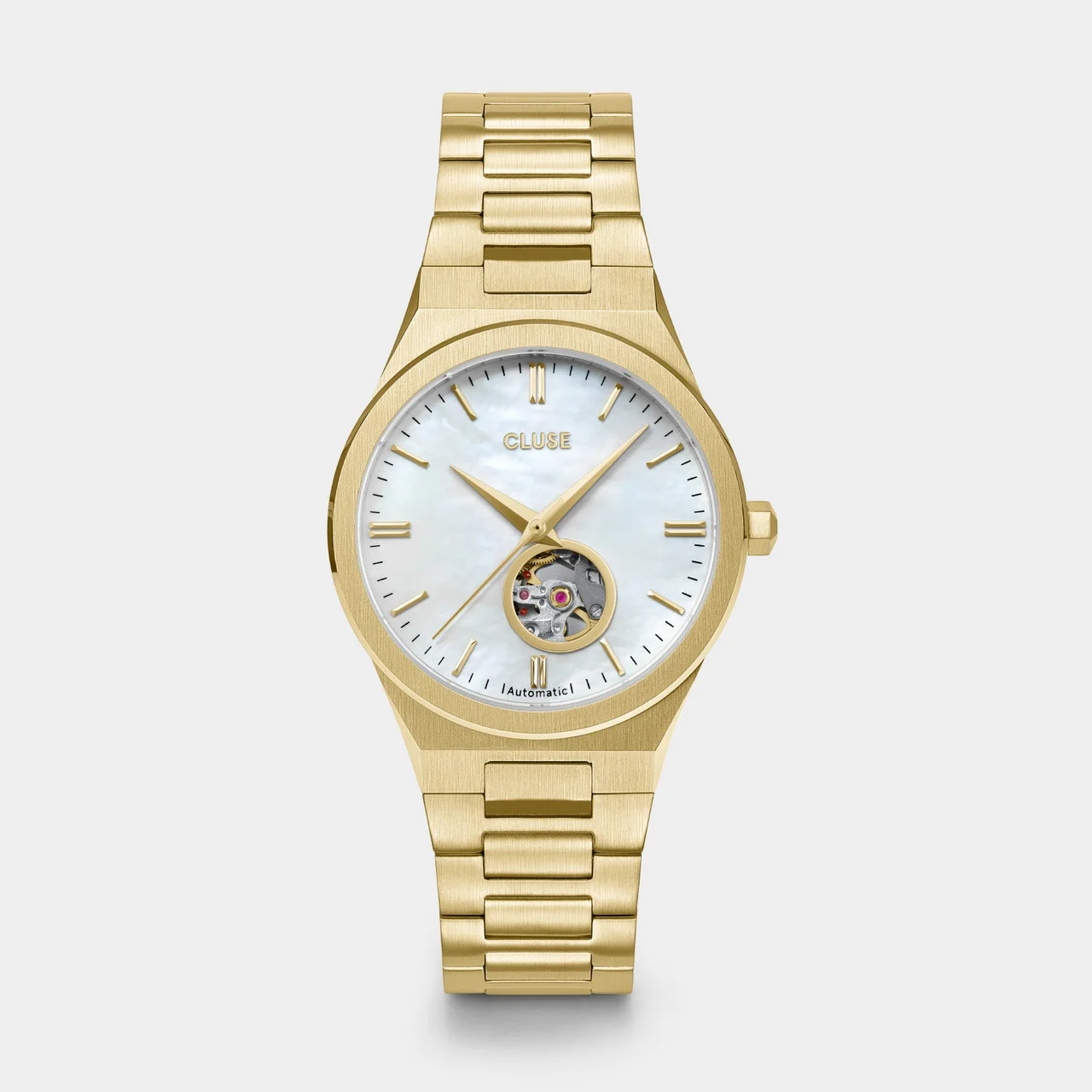 CLUSE Vigoureux Automatic Watch Steel, White MOP, Gold Colour CW24106 33 mm kol saati