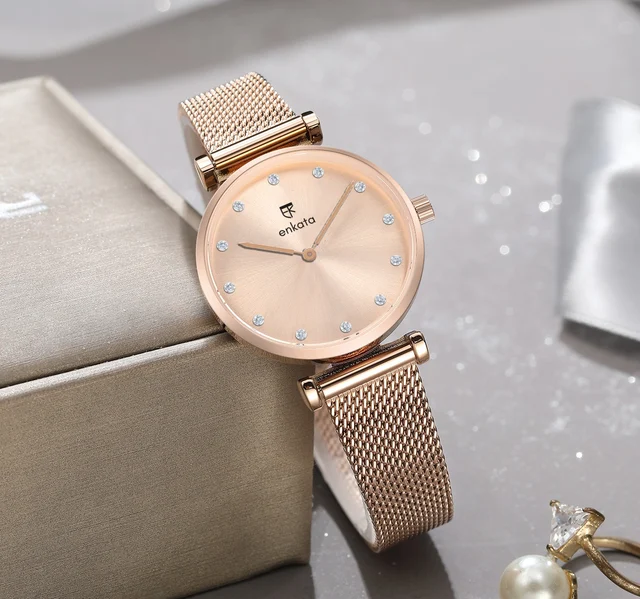 Enkatawatches Pyxis II Rosegold mesh kol saati