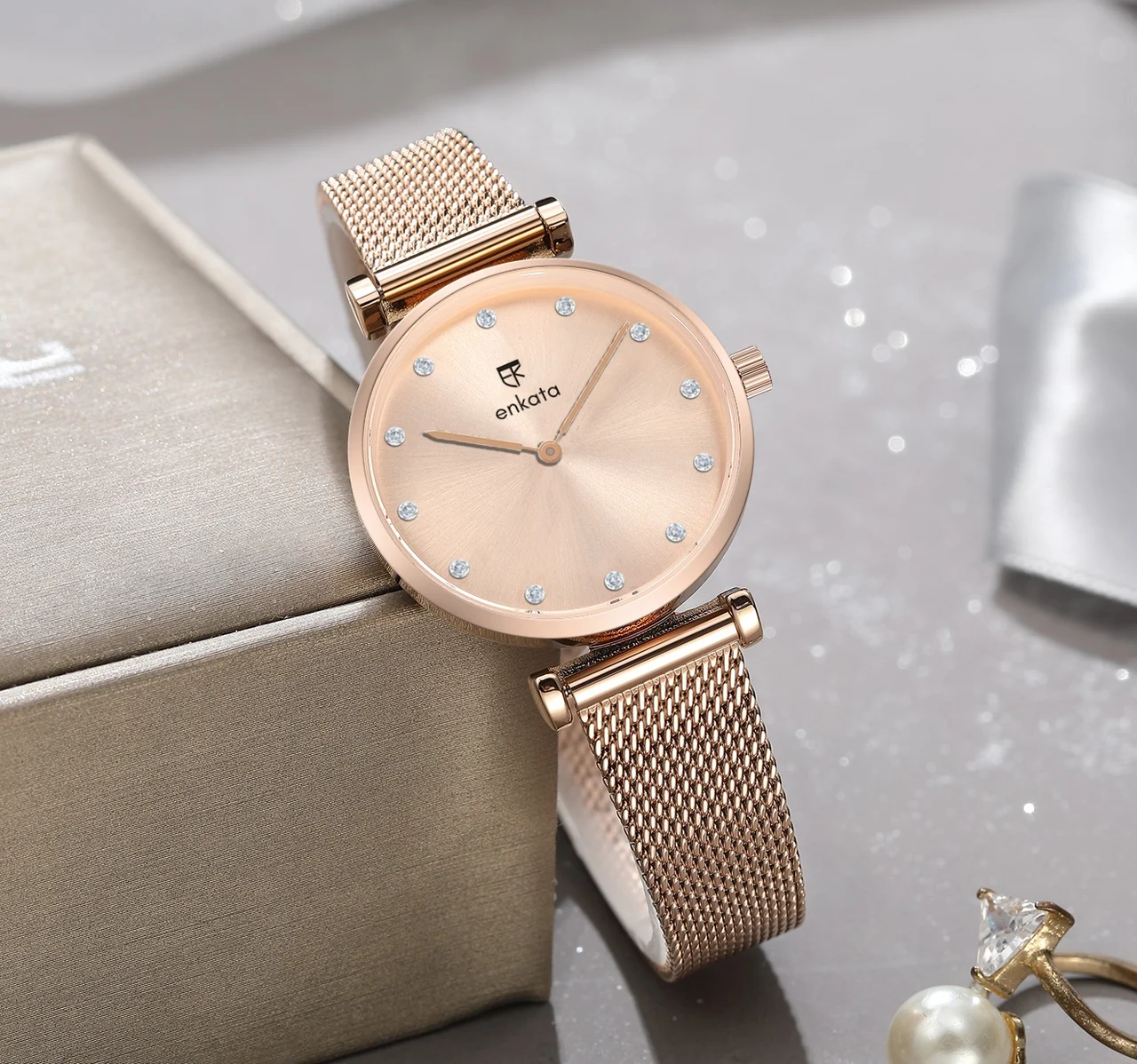 Enkatawatches Pyxis II Rosegold mesh 32 mm kol saati