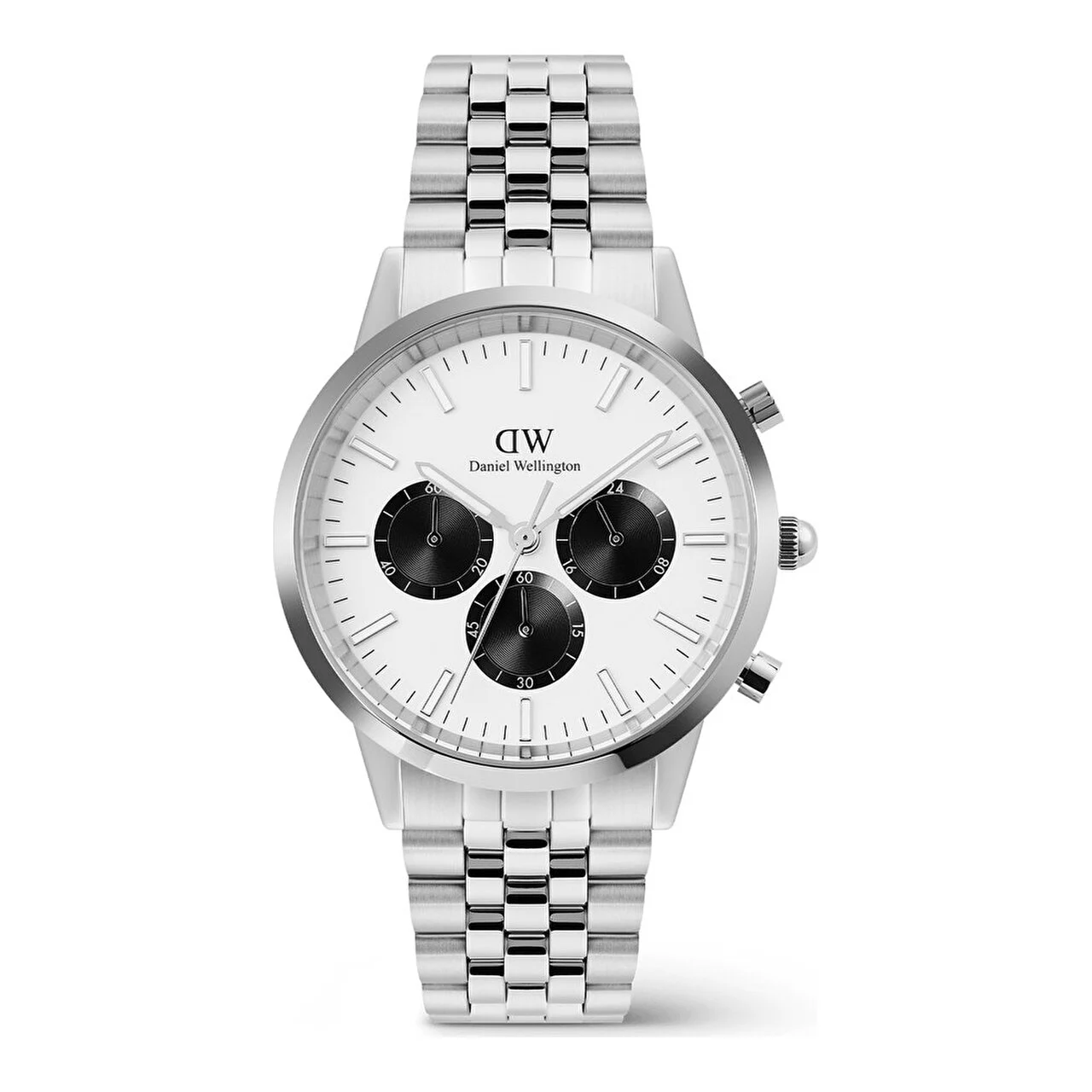 DANIEL WELLINGTON Iconic 42 Chronograph Arch 5-Link Off-White Panda S DW00600872 42 mm kol saati