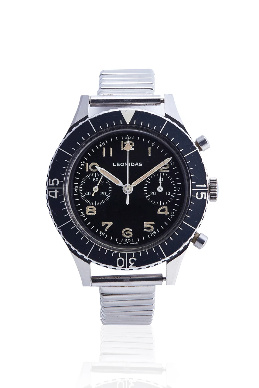 Leonidas LEONIDAS REF. CP2, MILITARY ITALIAN ARMY CHRONOGRAPH FLYBACK, STAINLESS STEEL, WITH ORIGINAL BOX AND RATE TEST kol saati