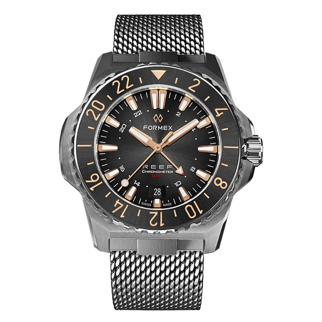 Formex REEF GMT Chronometer Dive Watch with Gilt Black Dial and Bezel #2202.1.5399.111 kol