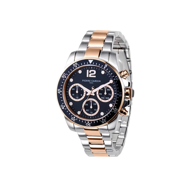 NATION Swank Multifunction Two tone watch with Black Dial with a Metal Links Strap CNI.018