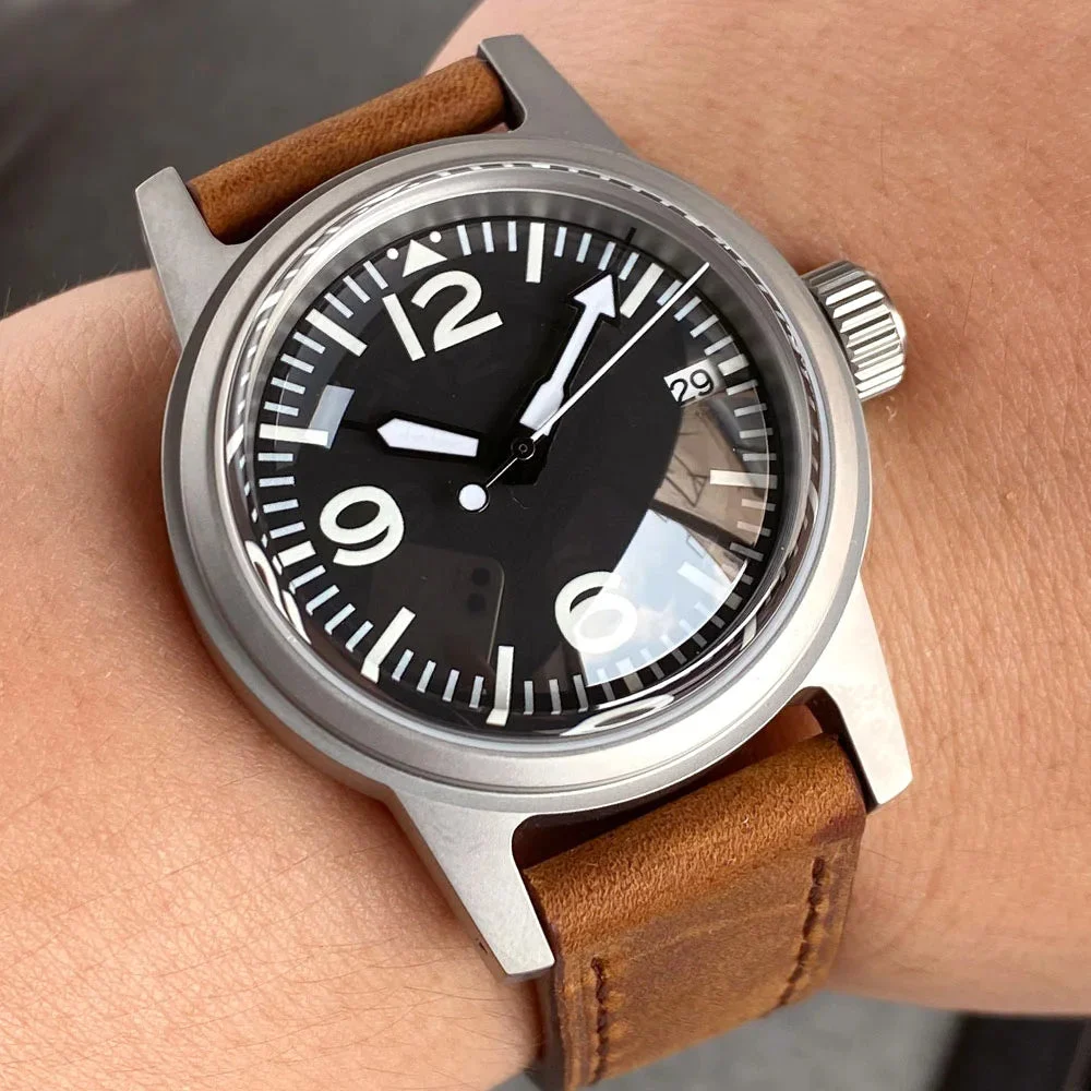 Tandorio Watches Tandorio TD135 Pilot 36mm PT5000 NH35 Brushed Case Domed Sapphire 14:350686#blue sterile;5:57000035#PT5000 36 mm kol saati