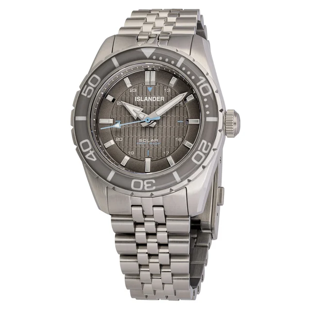 Islander Saltaire 38mm Solar Dive Watch with Grey Dial #ISL-359 kol saati