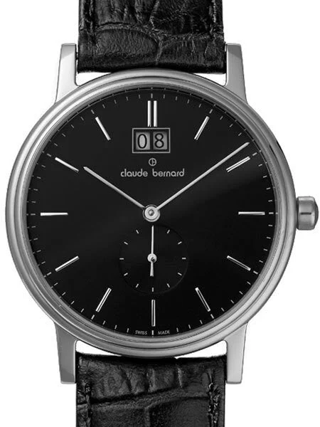 Claude Bernard Elegant and Thin Big Date Quartz Dress Watch #64010-3-NIN 40.5 mm kol saati