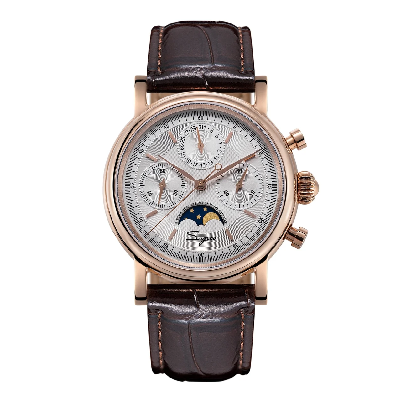 Sugess MoonPhase Master S394 (SU1908GK/X) Rose Gold Case White Dial 40 mm kol saati