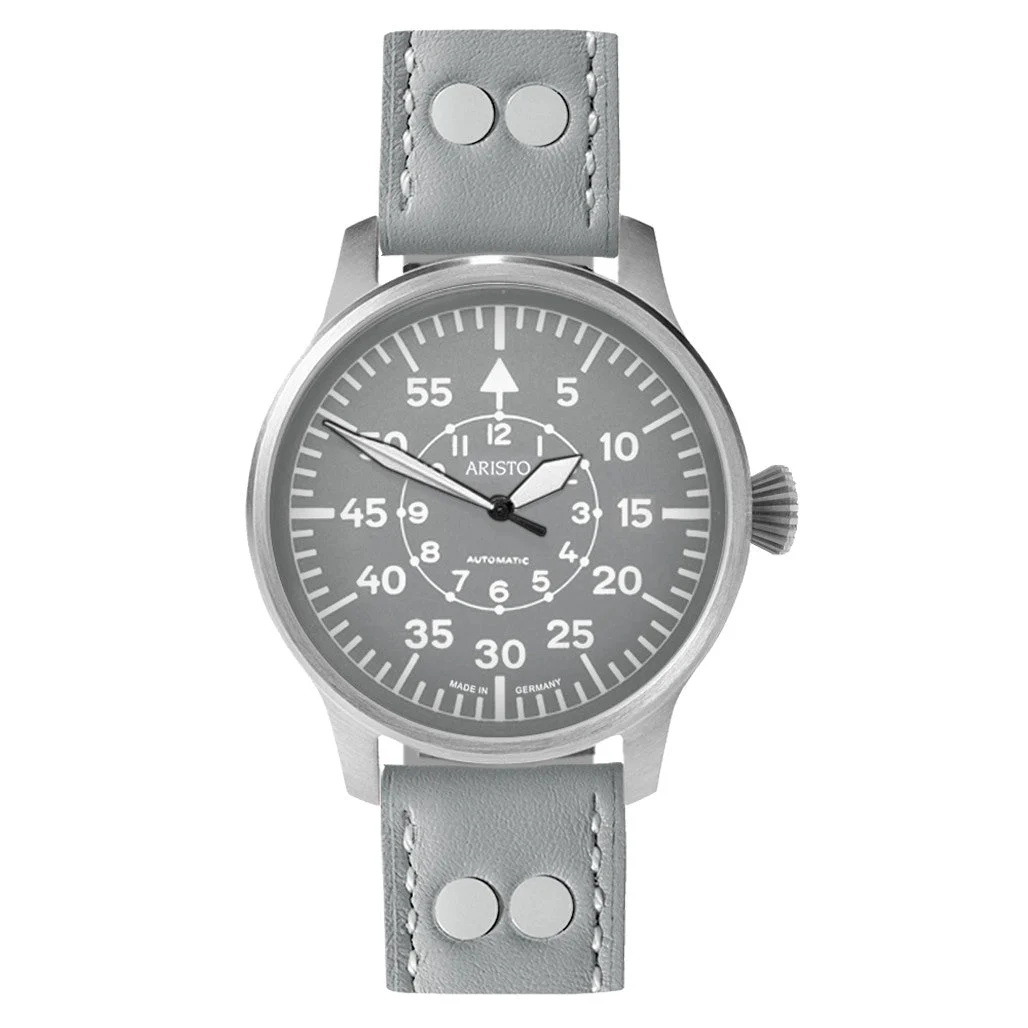 Aristo Swiss Automatic Pilot Watch with Grey B-Dial #3H231 42 mm kol saati