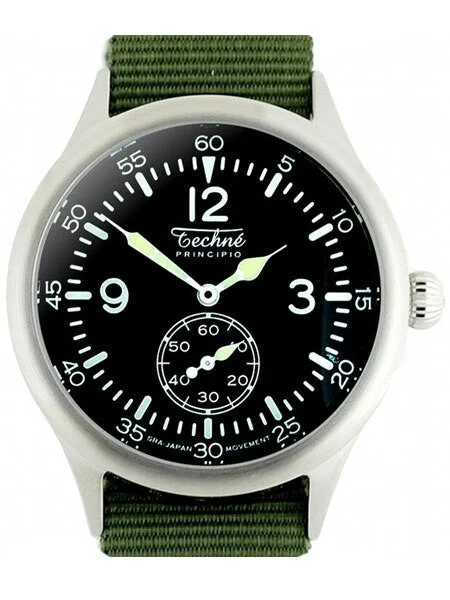 Techne Scratch and Dent - 39.5mm Merlin Quartz Aviator Watch with Onion Crown and Small Seconds #246.022 SND568 39.5 mm kol saati